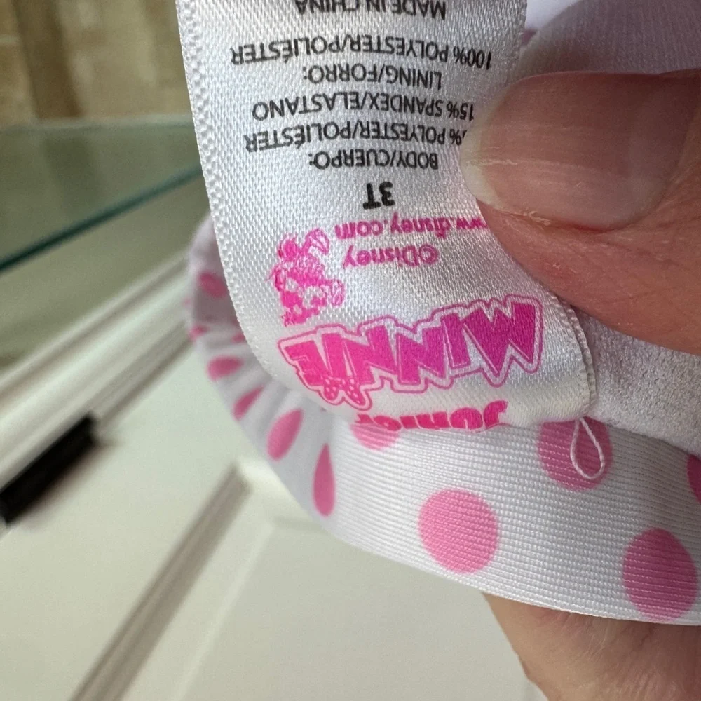 NWOT Disney Minnie Mouse 3T Pink Polka Dot Bikini Bottom Skirt Skort Swimsuit